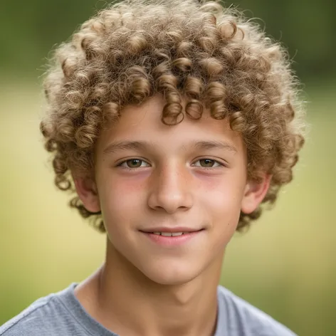 Curly head,light-skin boy,teen around