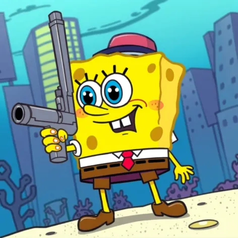 spongebob with a gun