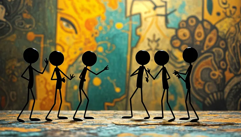 7 stick figures collaborating