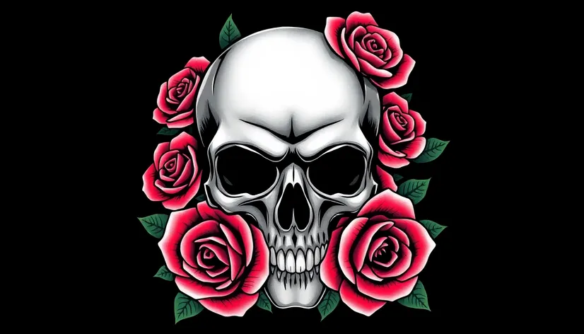 skull and roses tattoo