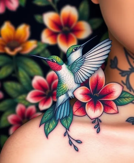 hummingbird flower tattoo