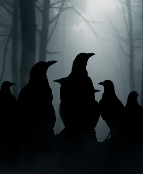 crows in a group