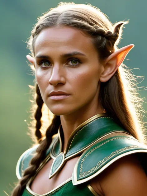 Beautiful female elf, strong,