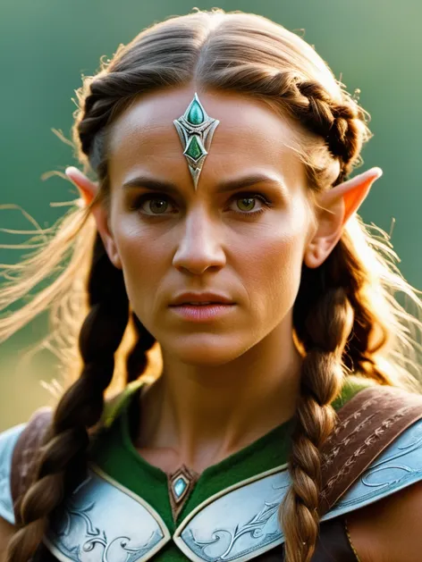 Beautiful female elf, strong,