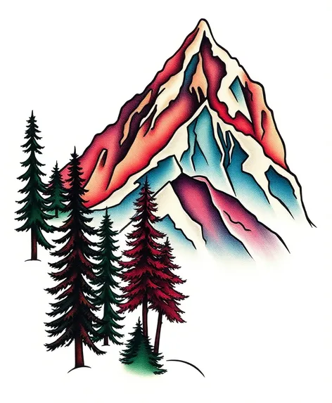 trees mountains tattoo