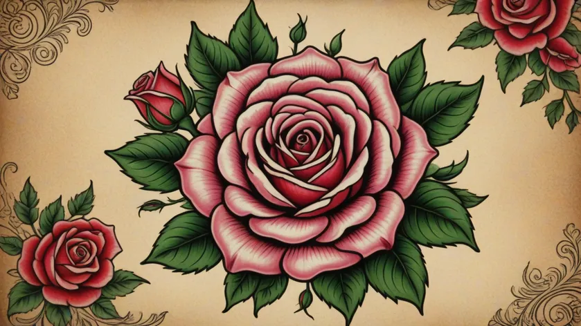 traditional rose tattoo