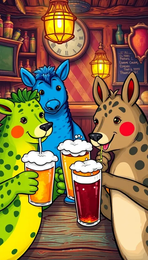 animals drinking beer