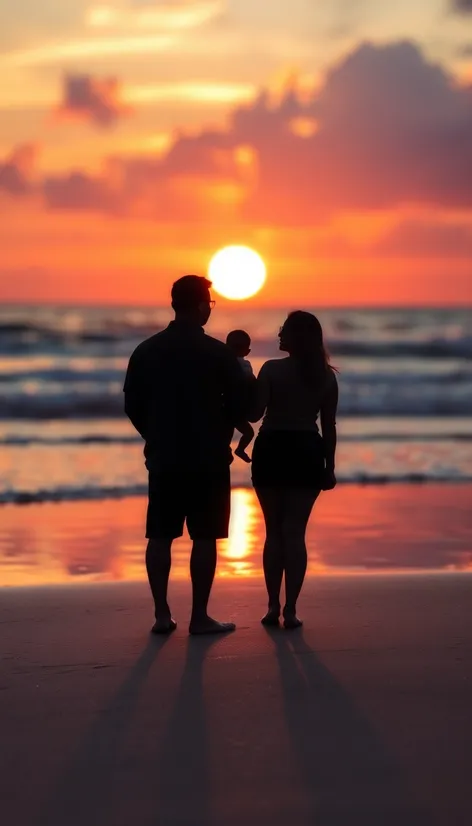 family silhouette tattoo beach