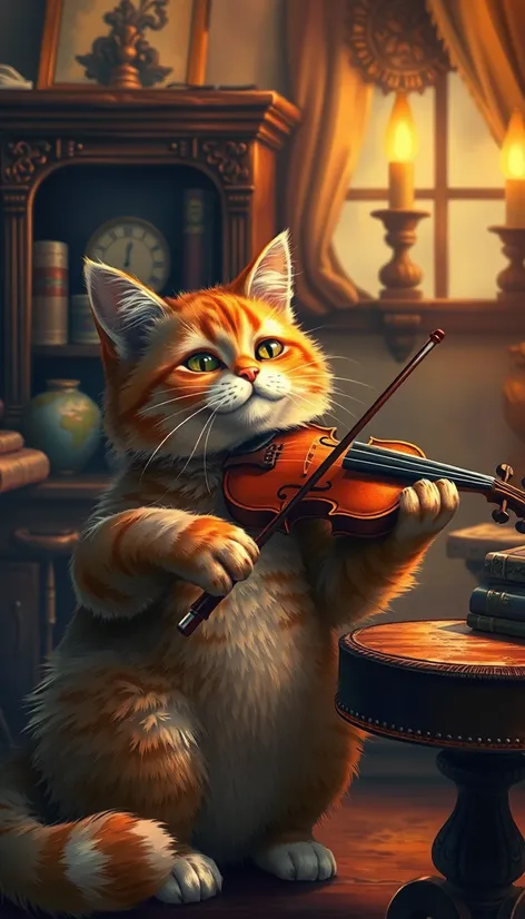 cat playing the violin