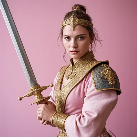 pink and gold sword