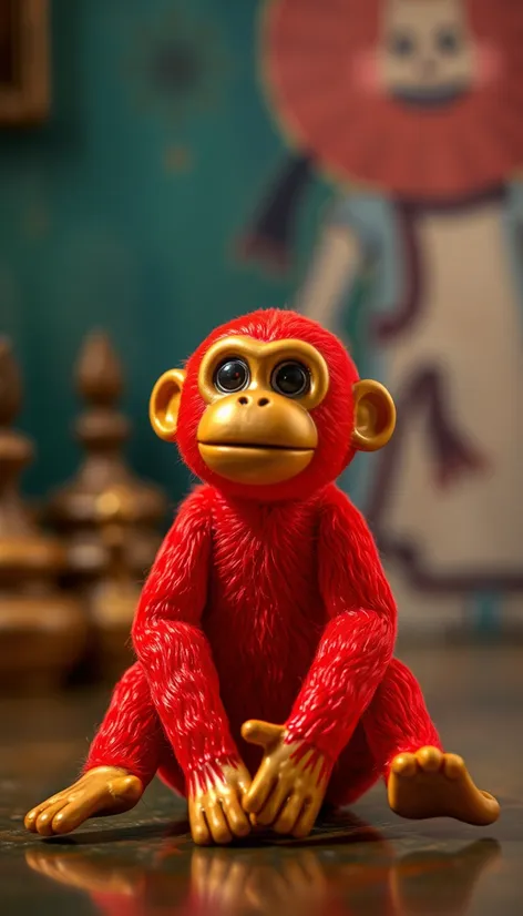 vintage red monkey toy