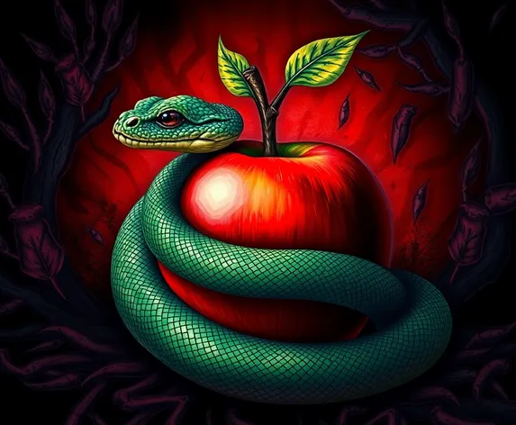 snake and apple