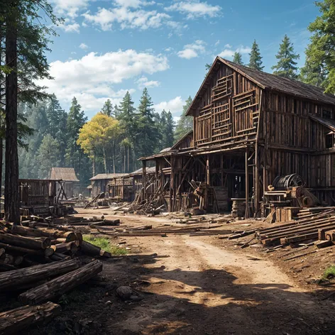 lumber mill in forest