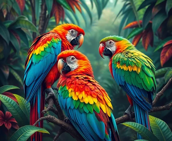 parrots sitting on a