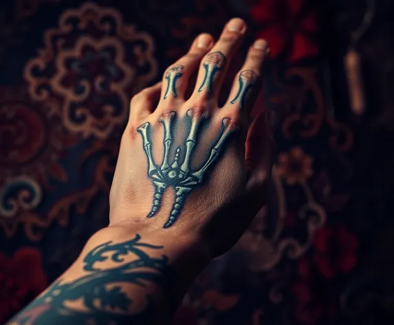 skeleton tattoo on hand