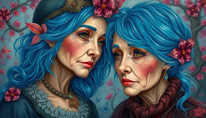 old women with blue