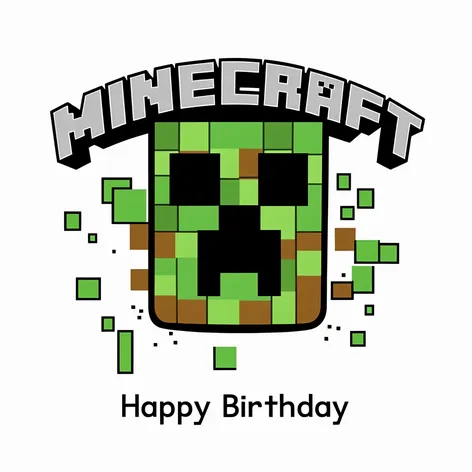 Happy Birthday text,Minecraft,tshirt graphic,white