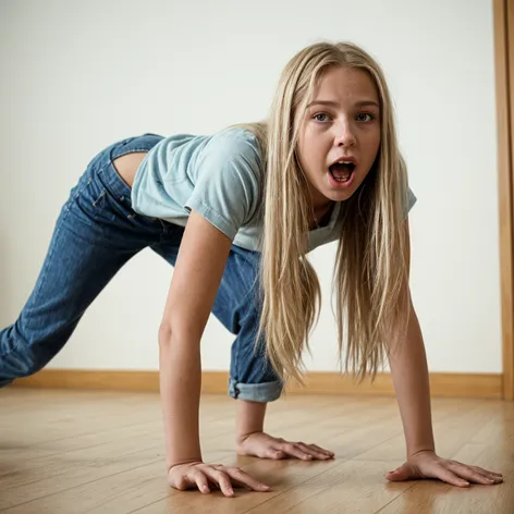 Teenage girl, long blonde