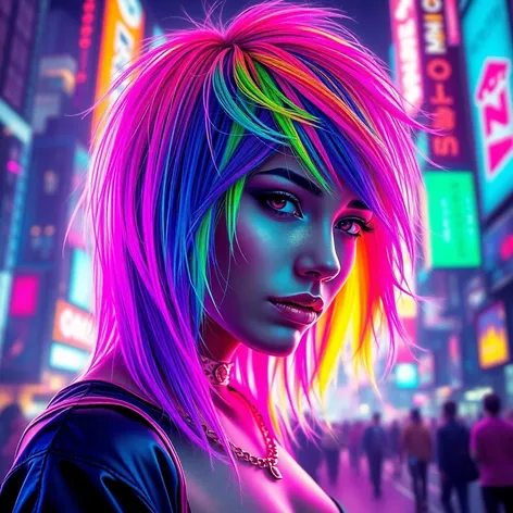 rainbow hair neon