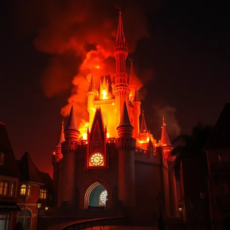 disney castle fire