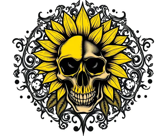 half sunflower half skull