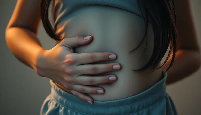 girl holding her abdomen