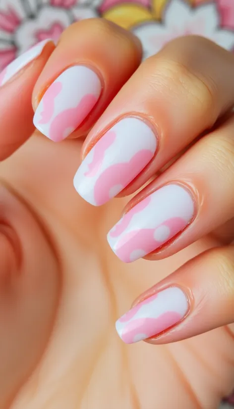 acrylic nails pink white