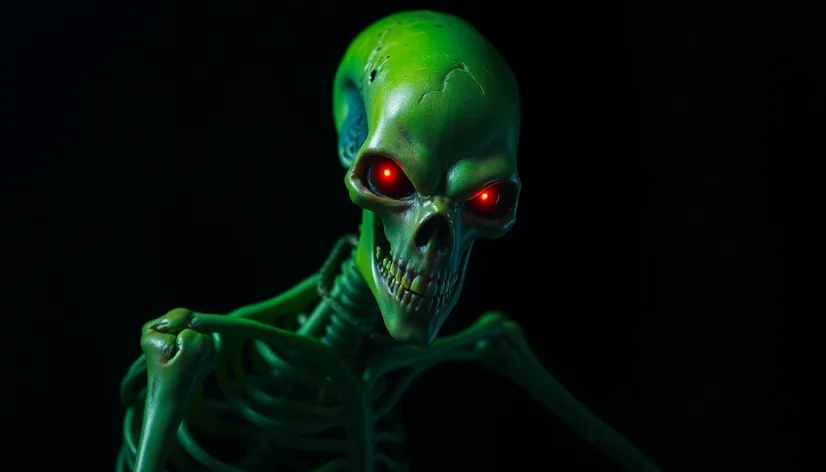 green alien skeleton