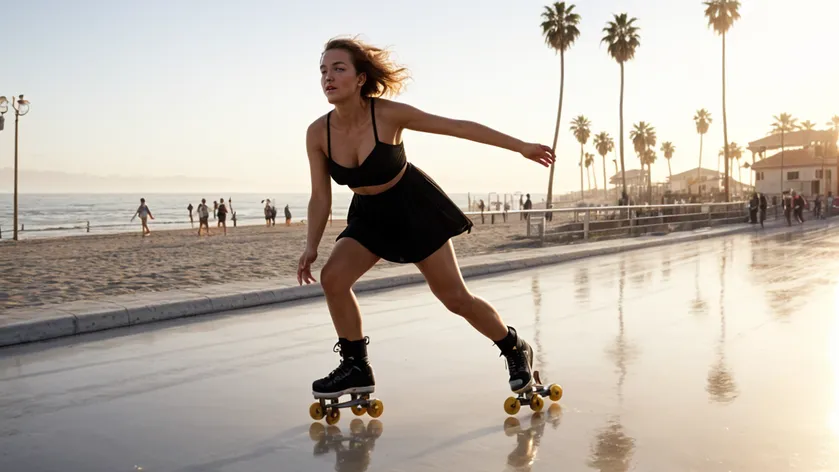 A woman roller skating