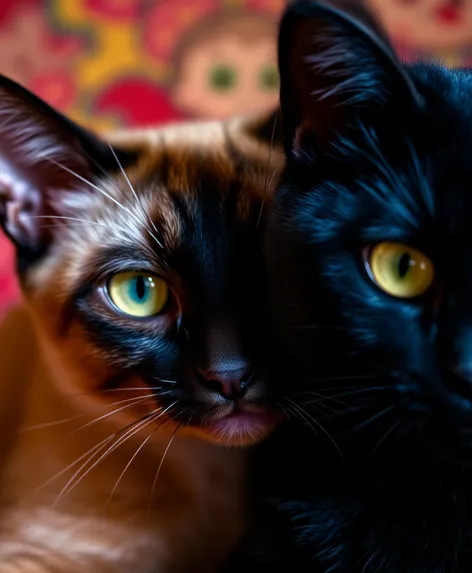 siamese cat and black