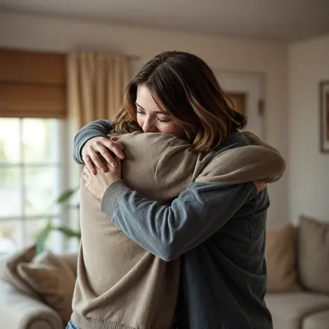 Two persons hugging each