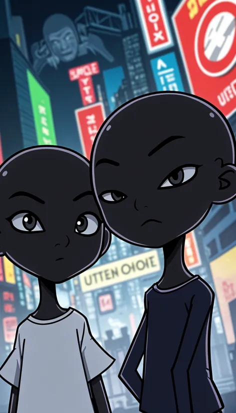 black bald cartoon characters