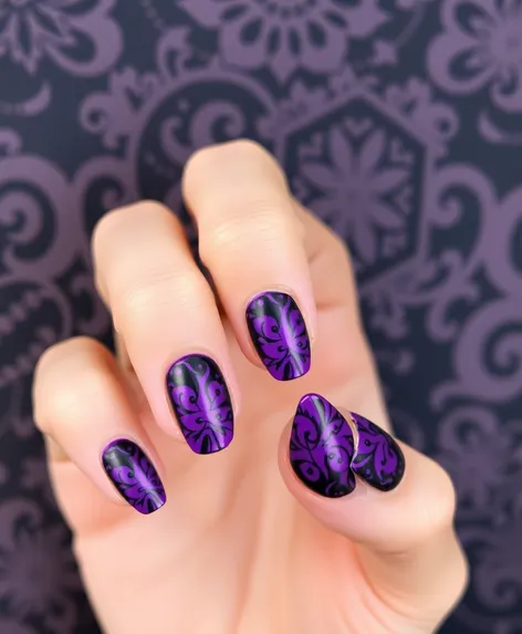 purple and black nail