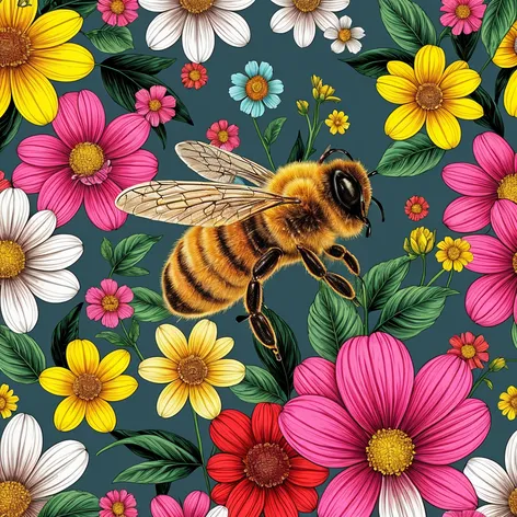 honey bee and flowers