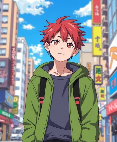 anime boy with red