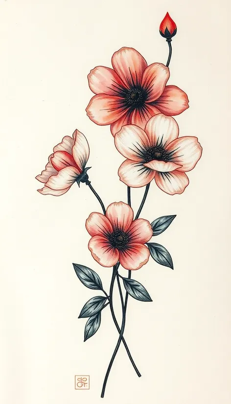 trad tattoo flowers