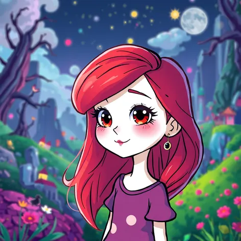 cartoon girl with red