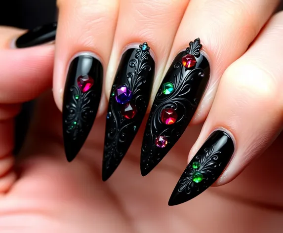 black nail art