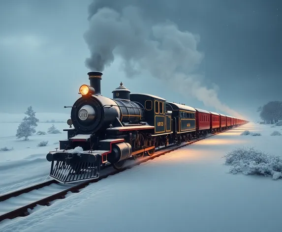 steam train in snow