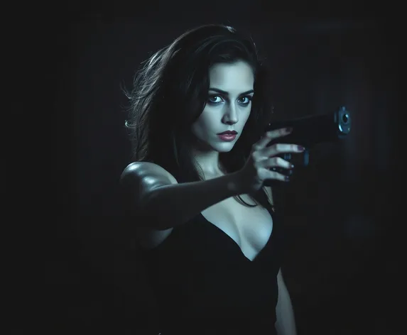 lana with gun