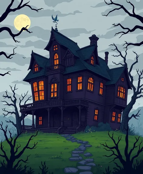 creepy house cartoon