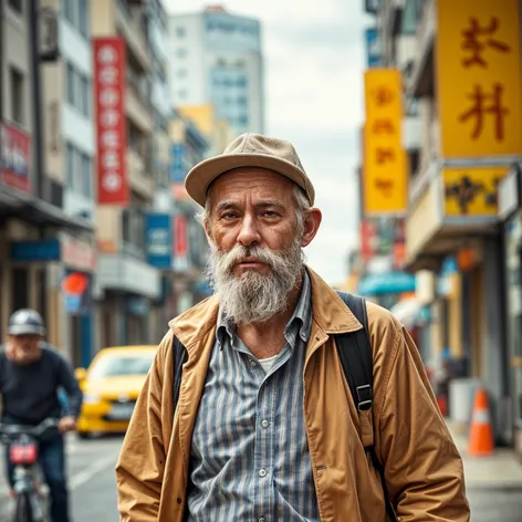 old man walking down