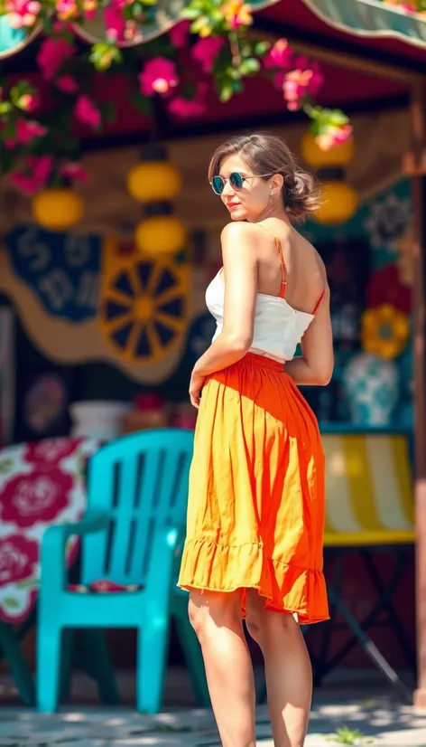 orange color skirt