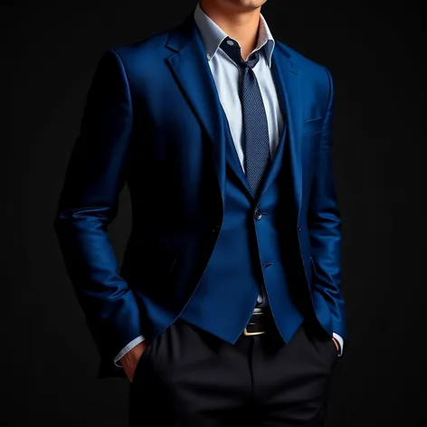 black trouser blue blazer