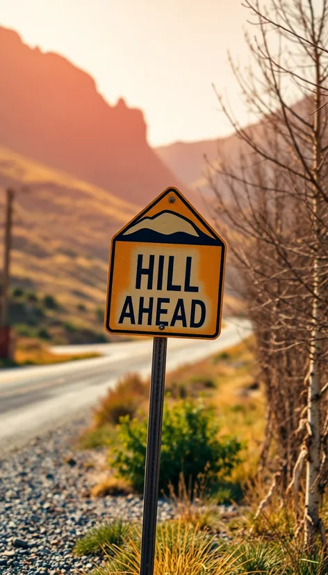 hill ahead sign