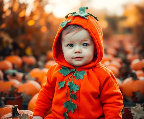 baby in pumpkin