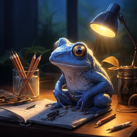 blue frog doing maths