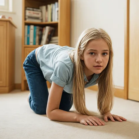 Teenage girl, long blonde