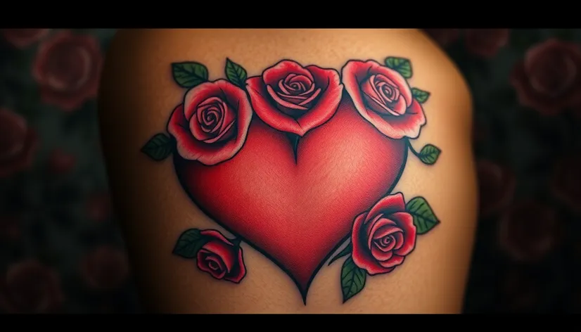 heart tattoos with roses