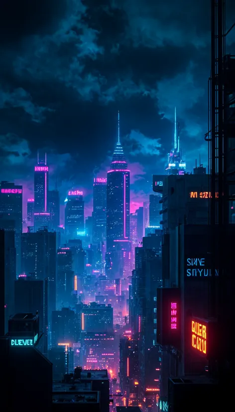 Dystopian, skyline, cyberpunk